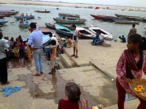 Me, being a creep and taking a photo of my tour guide's ass, lol (banks of the Ganges).